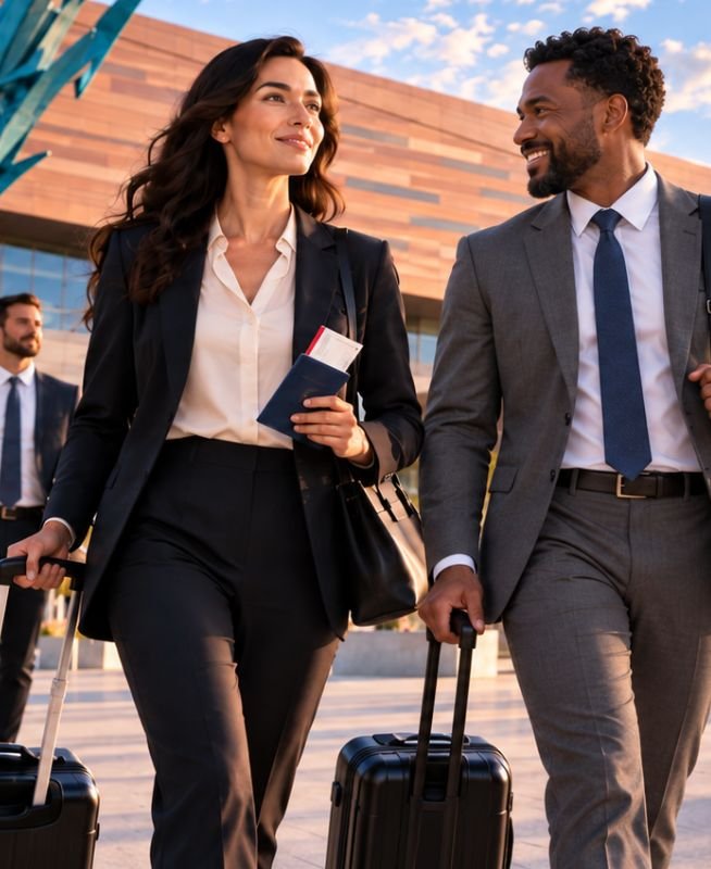 Business traveller preparing for a trip to Canada